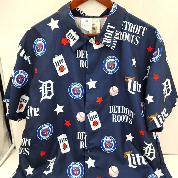 Detroit Tigers/Miller Lite Hawaiian/BBQ Men's Shirt - Large, Excellent Condition - Picture 1 of 3